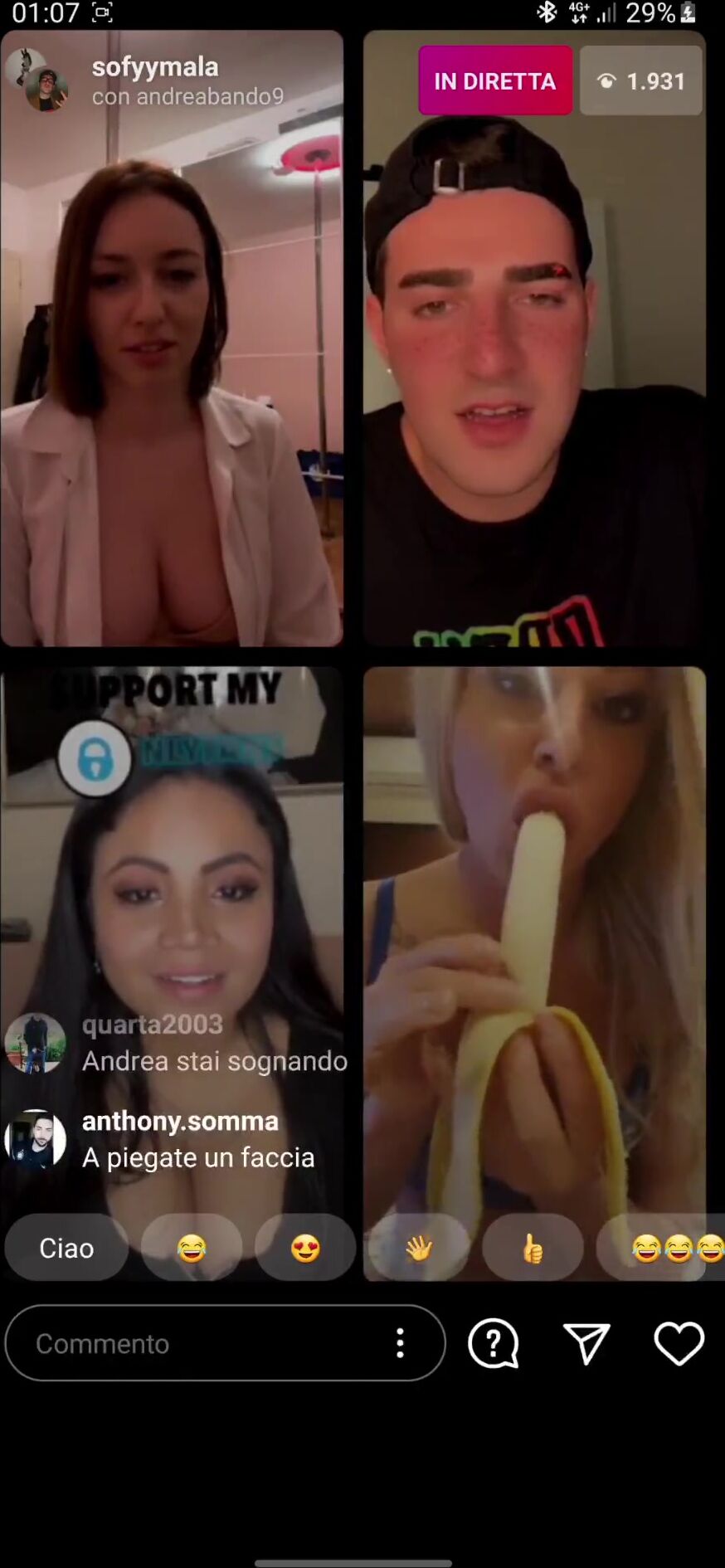 La vera gola profonda in live Instagram