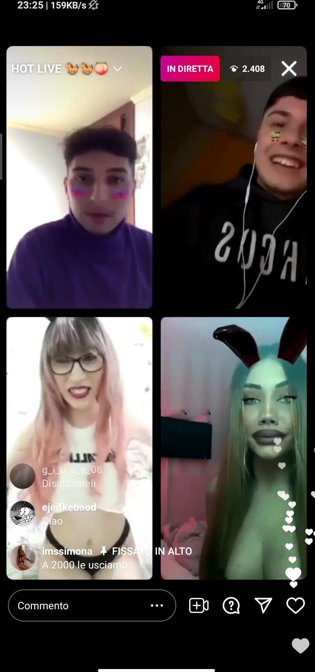 Diretta Instagram porno - Ragazzi ha uscito le tette