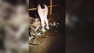 Moglie filmata che fa la troia di notte all'aperto