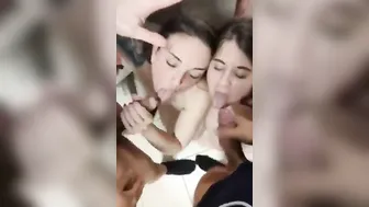 Due troiette si fanno sborrare in faccia dai fidanzati