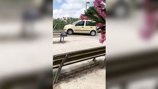 Pompino all'aperto rossa italiana POV