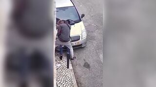 Black la scopa in strada e sentite lei come urla prendendo il cazzo