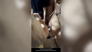 Orgia con gruppo di fans con le calippare Ambra e Viky